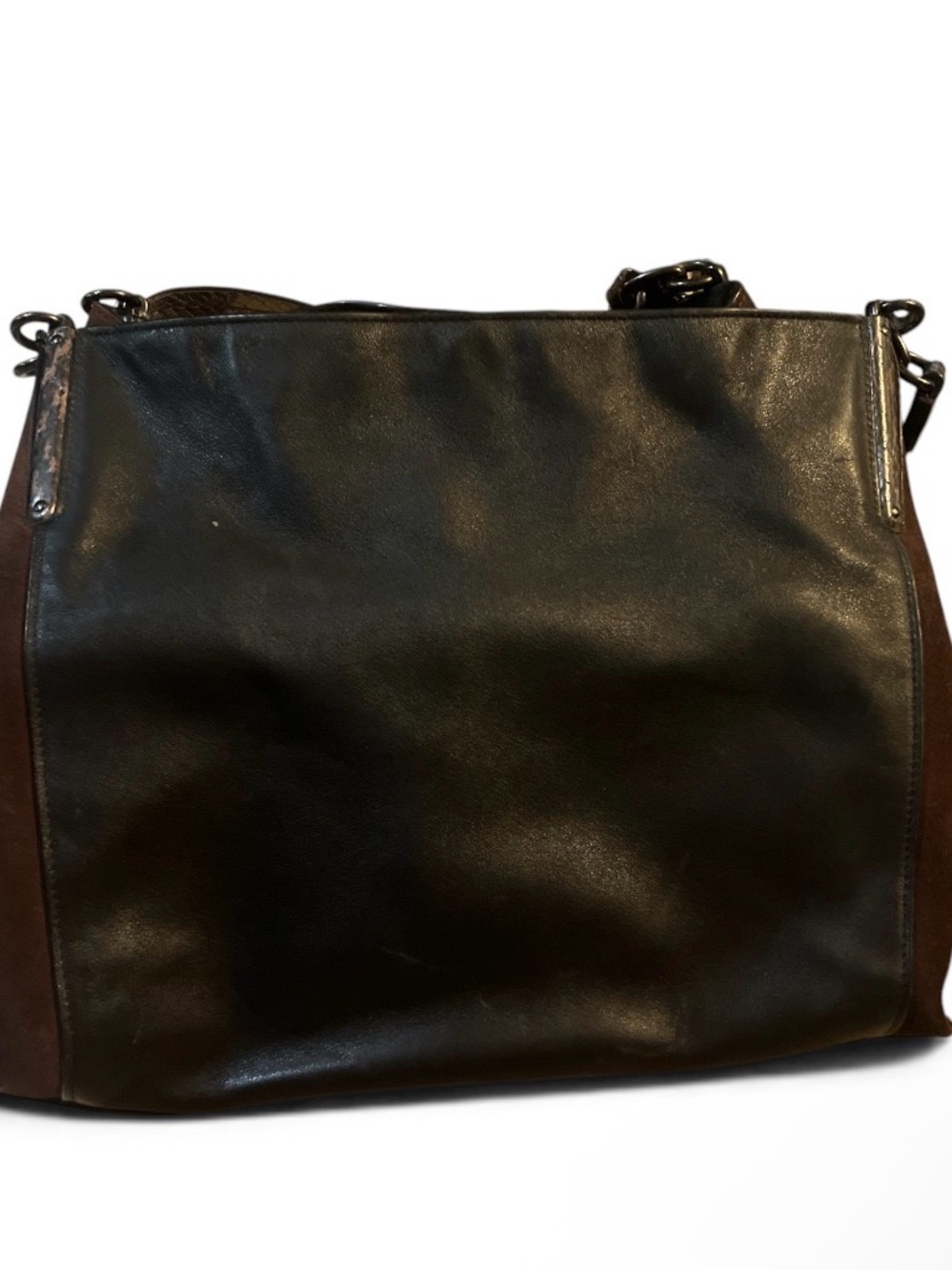 Coach Two-Tone Black and Brown Leather Shoulder Bag